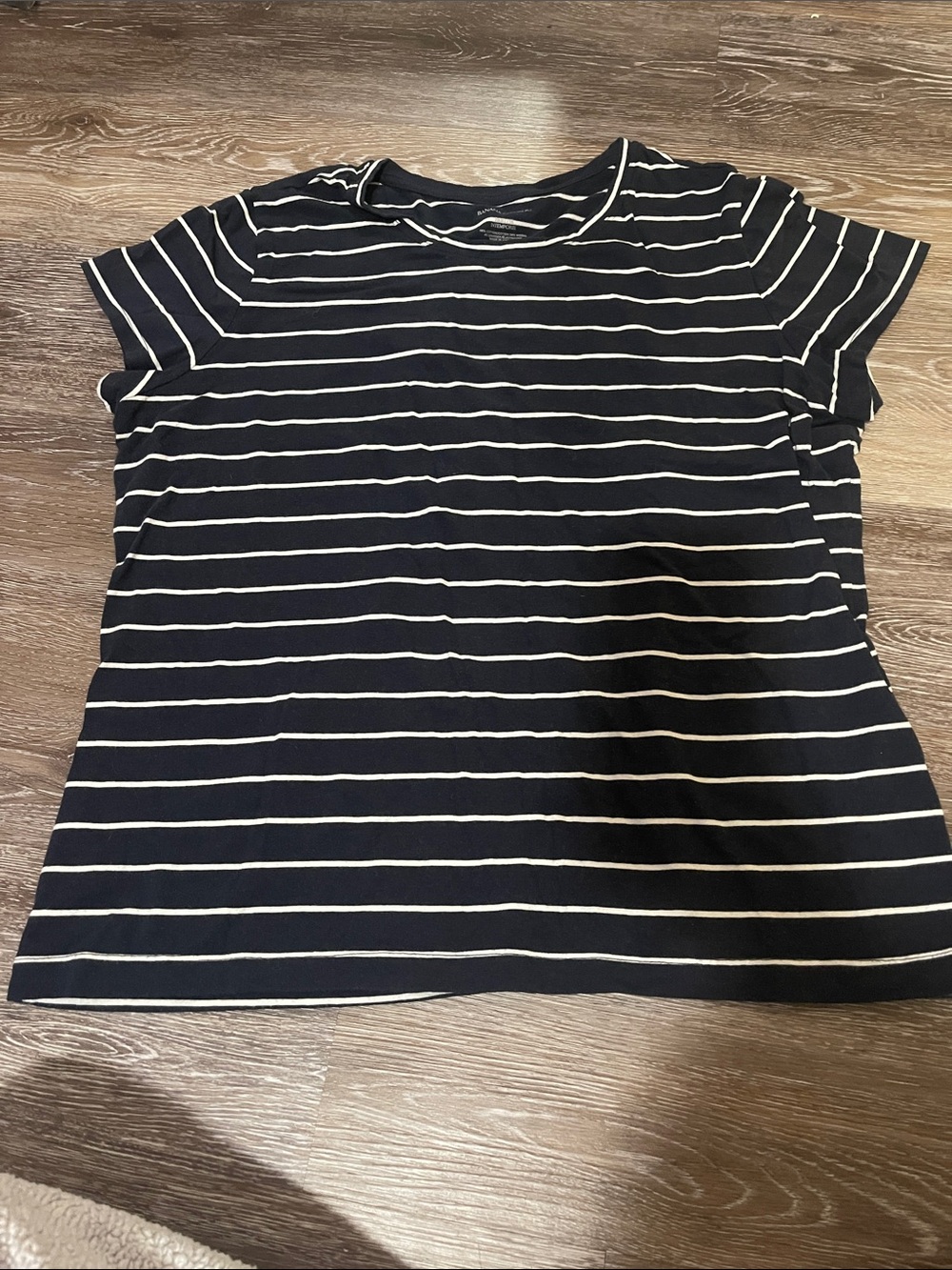Banana Republic Black and White Striped Short Sleeve Tee